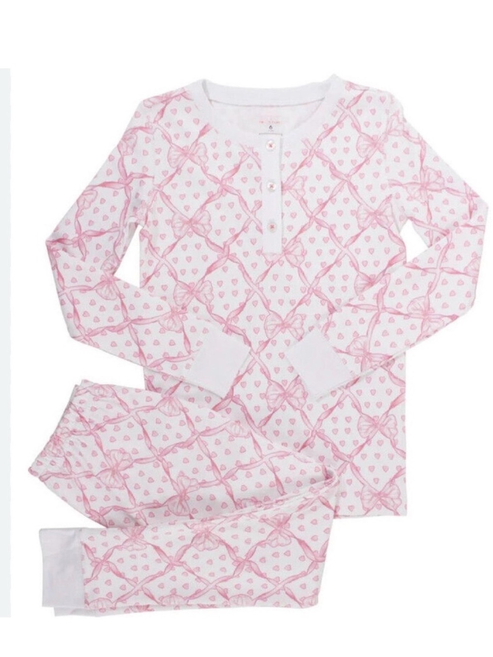 Roller Rabbit X LoveShackFancy Baby Bow Hearts Kids Pajama Pants PJ Pink Sz 14
